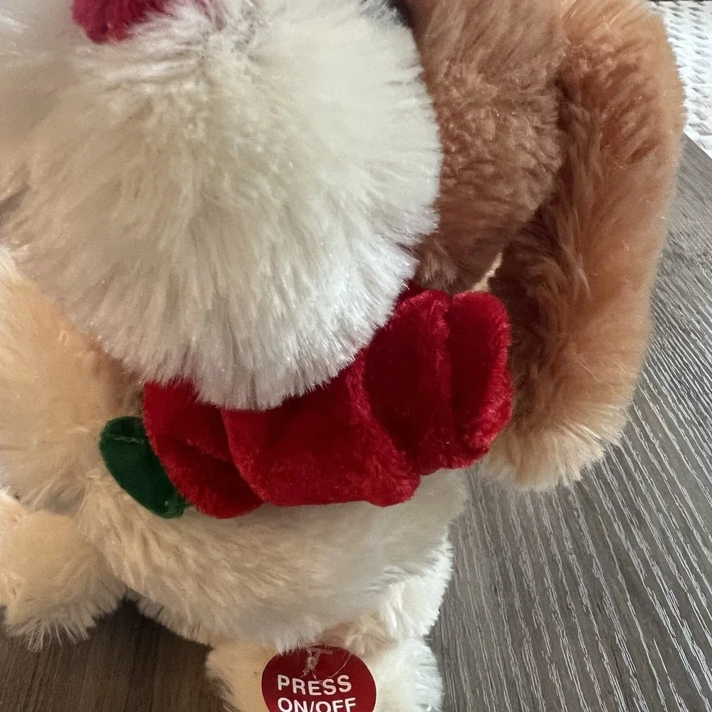 2015 Animatronics Brown White Plush Dog Sings 